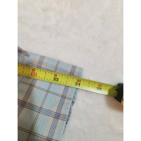 Overton Shirt Mens Large Blue Plaid Long Sleeve 100% Cotton Preppy Wrinkle Free - Picture 9 of 11